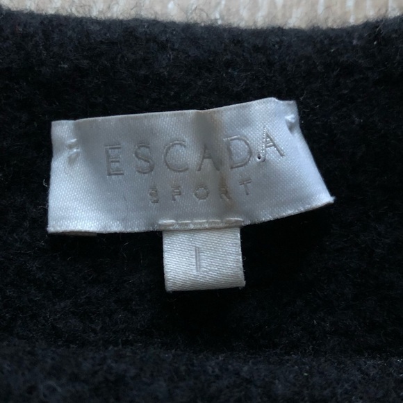 Escada Sport Wool Blend Mock Neck Colorblock Sweater in Black & White Size L - Picture 8 of 13